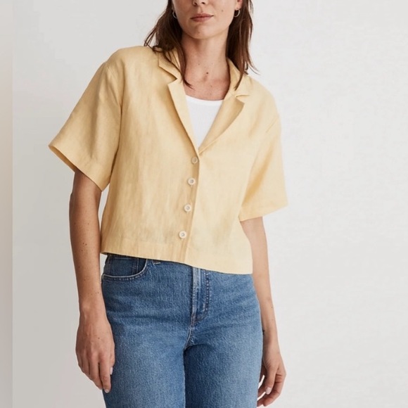 Madewell Tops - Madewell 100% Linen Resort Shirt Yellow
